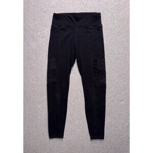 Express Black High-Rise Mesh Panel Leggings Women’s Size Small